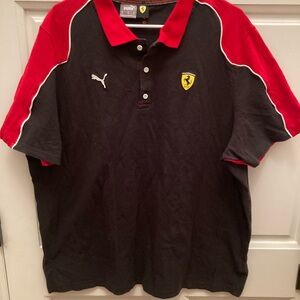 Puma Men's Scuderia Ferrari Black Polo with Red Accents - Ferrari logo on chest